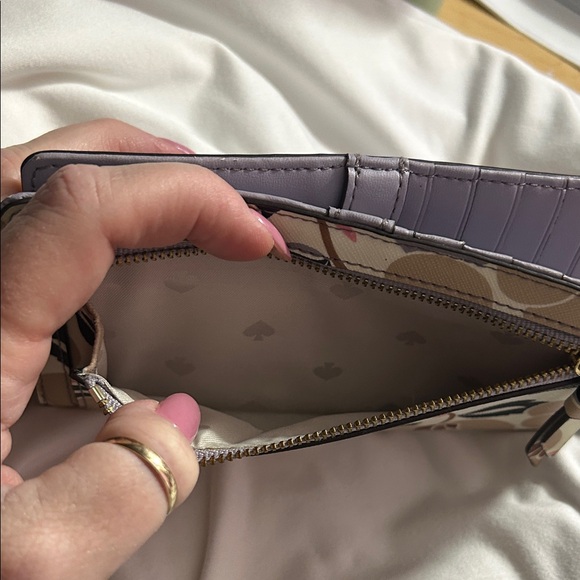 kate spade Floral Print Long Wallet in Beige, Black, Light Purple - Picture 7 of 8